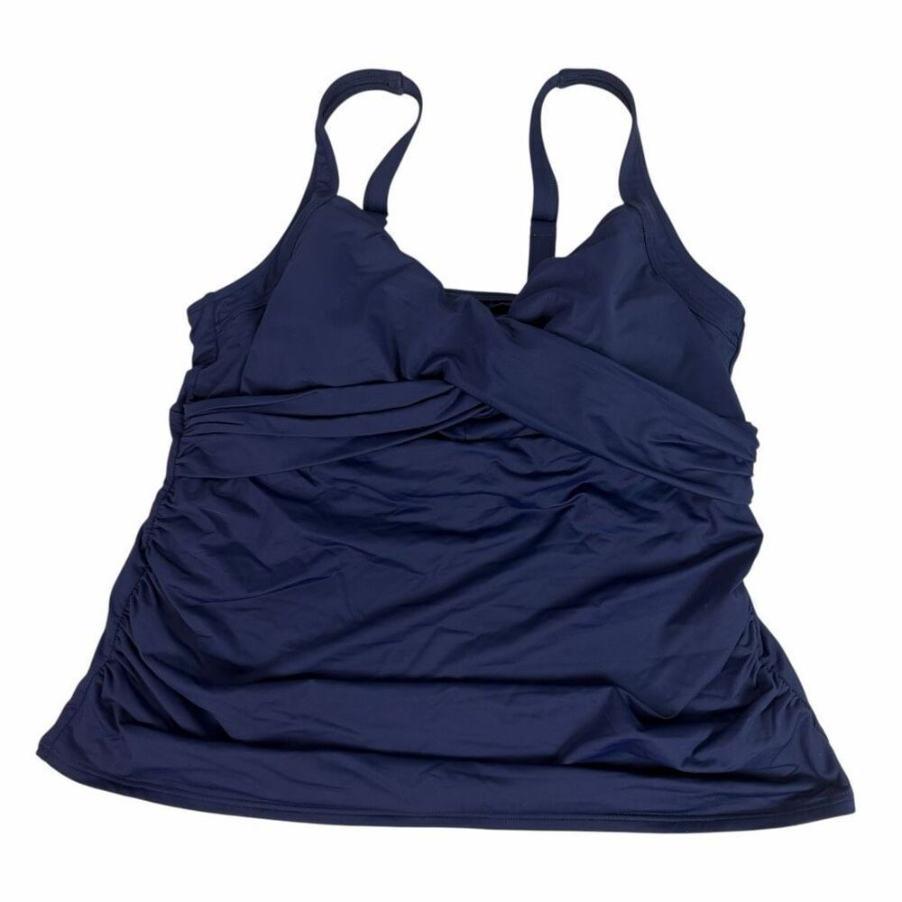 Lands End Womens 16W Navy Underwire Tankini Swim Top